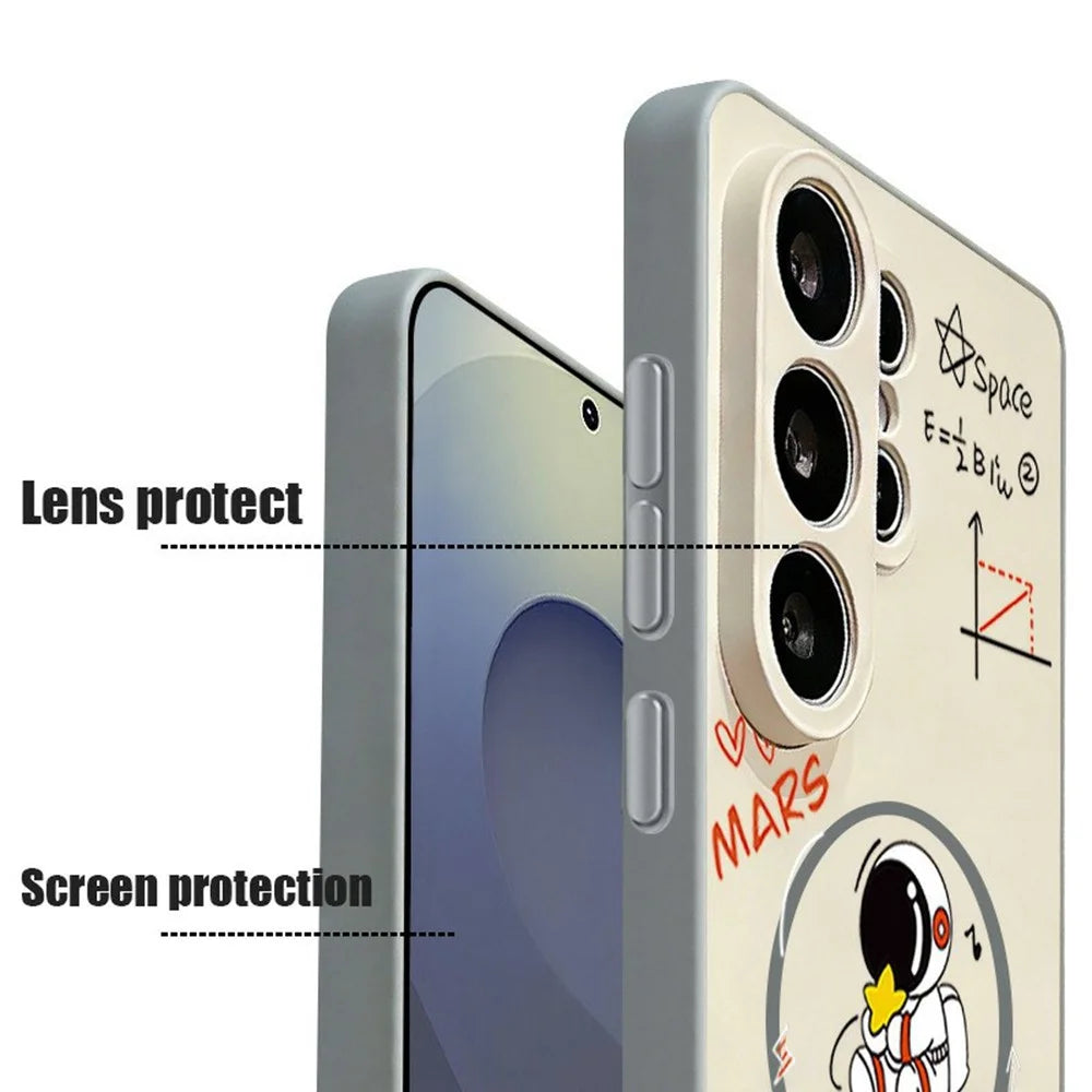 For Samsung Galaxy S25 Ultra Magnetic Case Cute Astronaut Pattern Shockproof TPU Phone Cover - Grey / A122G1 - 4