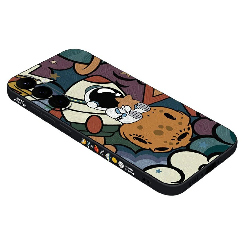 For Samsung Galaxy S26+ Case Cartoon Rocket Astronaut Pattern TPU Protective Phone Cover - A251 / Black - 1