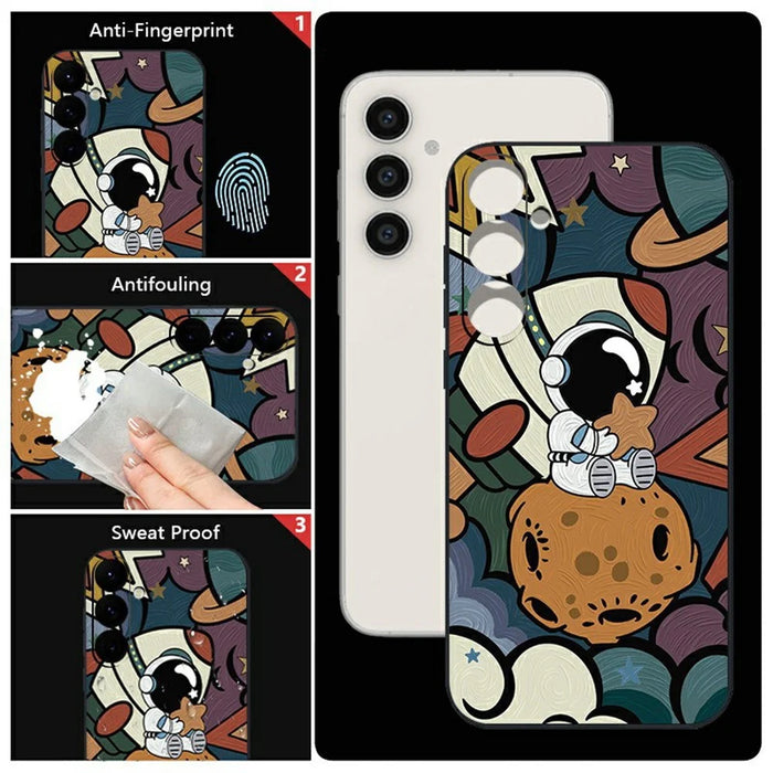 For Samsung Galaxy A56 5G Case Cartoon Rocket Astronaut Pattern TPU Protective Phone Cover - A251 / Black - 6