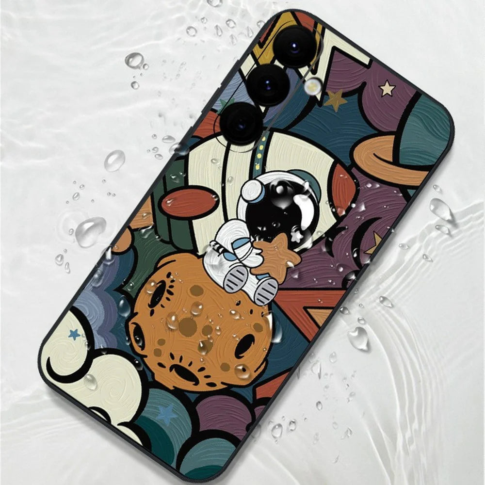 For Samsung Galaxy A36 5G Case Cartoon Rocket Astronaut Pattern TPU Protective Phone Cover - A251 / Black - 7