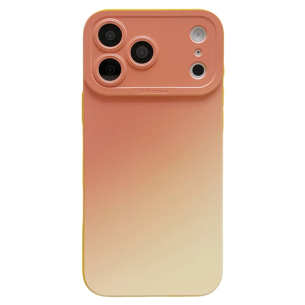For iPhone 17 Pro Case Precision Cutout Gradient TPU Shockproof Protective Phone Cover - Orange Yellow - 1