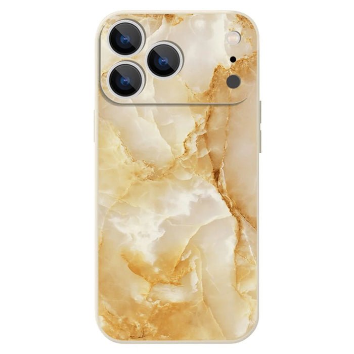 For iPhone 17 Pro Case Marble Pattern Liquid Silicone Straight Edge Protective Phone Cover - B194B4 / Antique White - 1