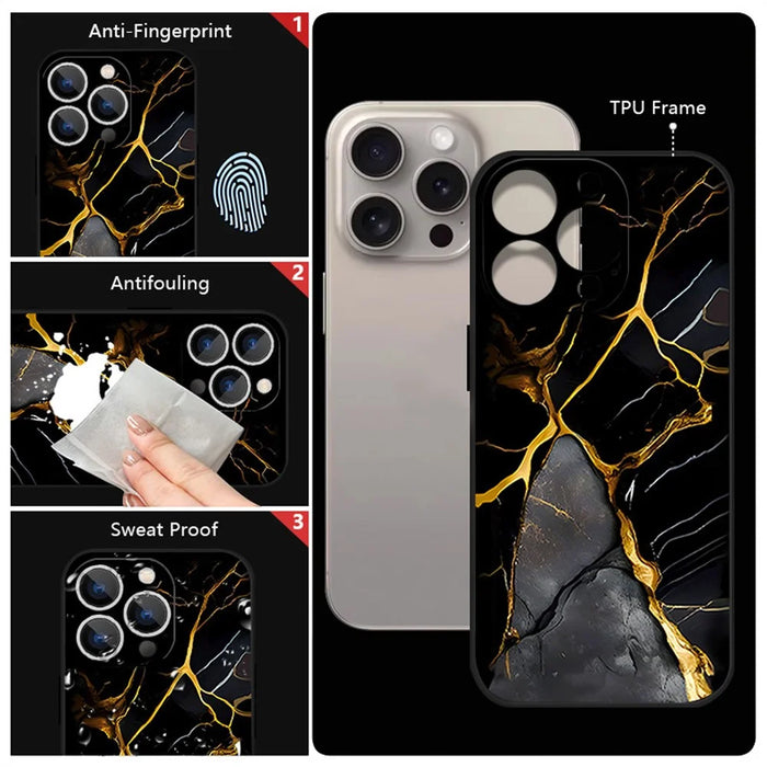 For iPhone 17 Pro Case Marble Pattern Liquid Silicone Straight Edge Protective Phone Cover - B194B4 / Antique White - 4