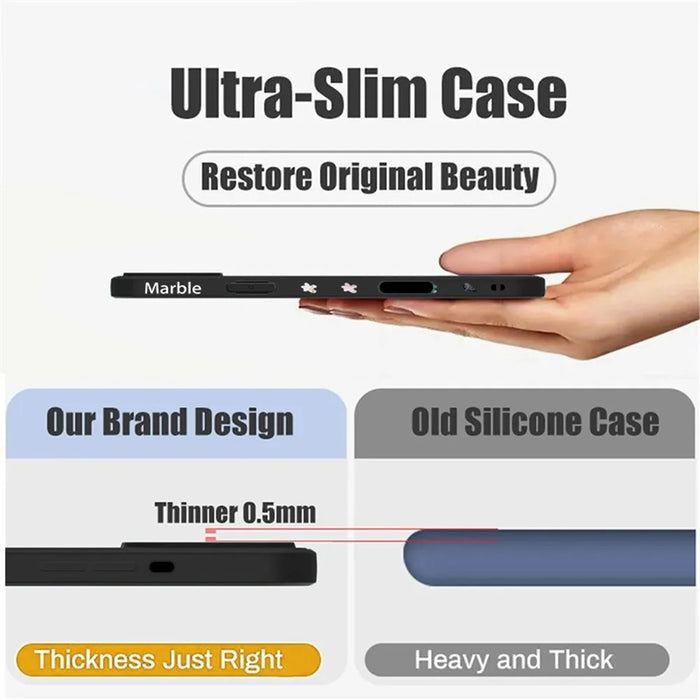 For iPhone 17 Pro Case Marble Pattern Liquid Silicone Straight Edge Protective Phone Cover - B194B4 / Antique White - 5