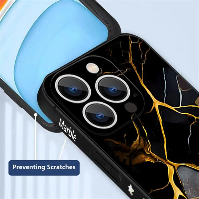 For iPhone 17 Pro Case Marble Pattern Liquid Silicone Straight Edge Protective Phone Cover - B194B4 / Antique White - 6
