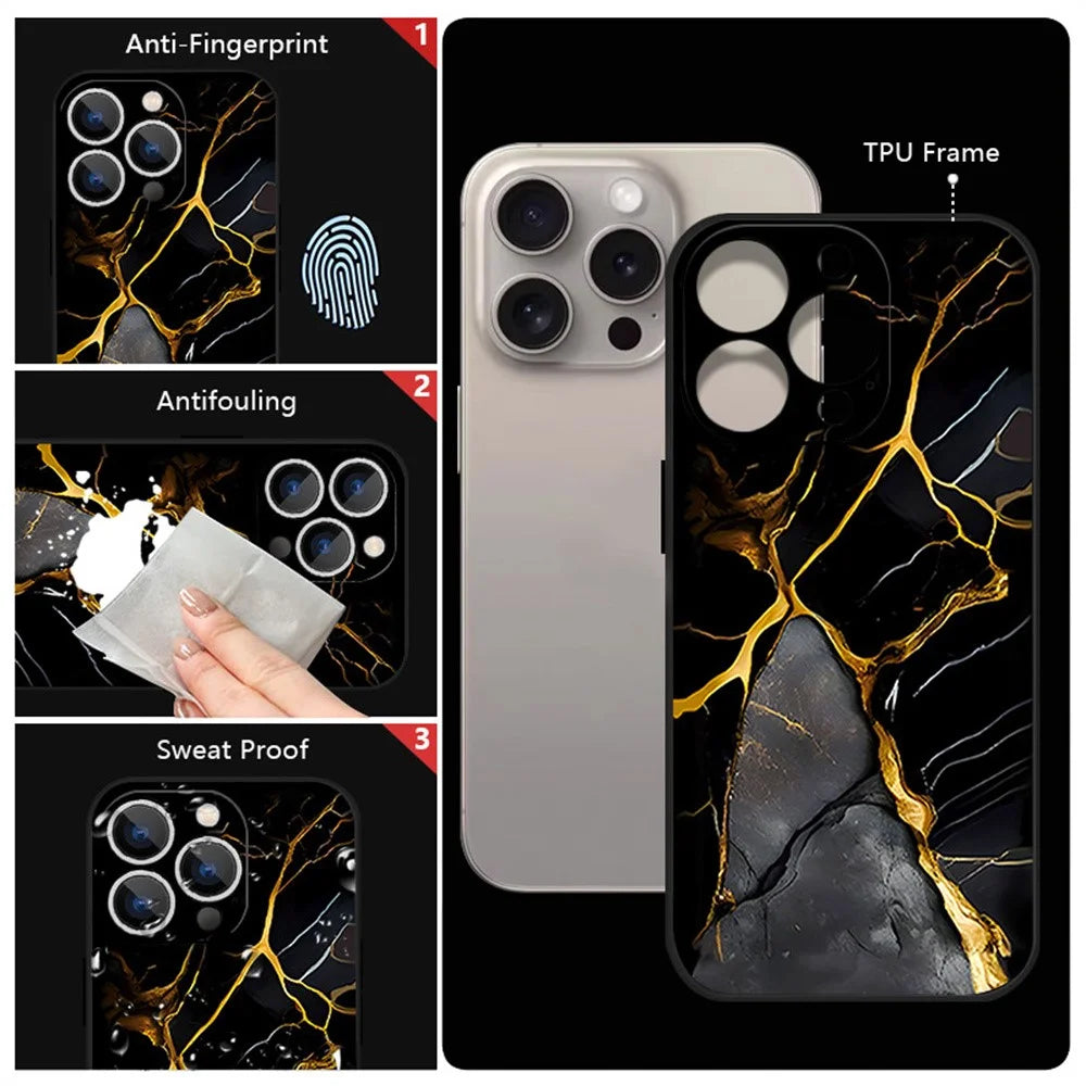For iPhone 17 Pro Max Case Marble Pattern Liquid Silicone Straight Edge Protective Phone Cover - B194B4 / Antique White - 4