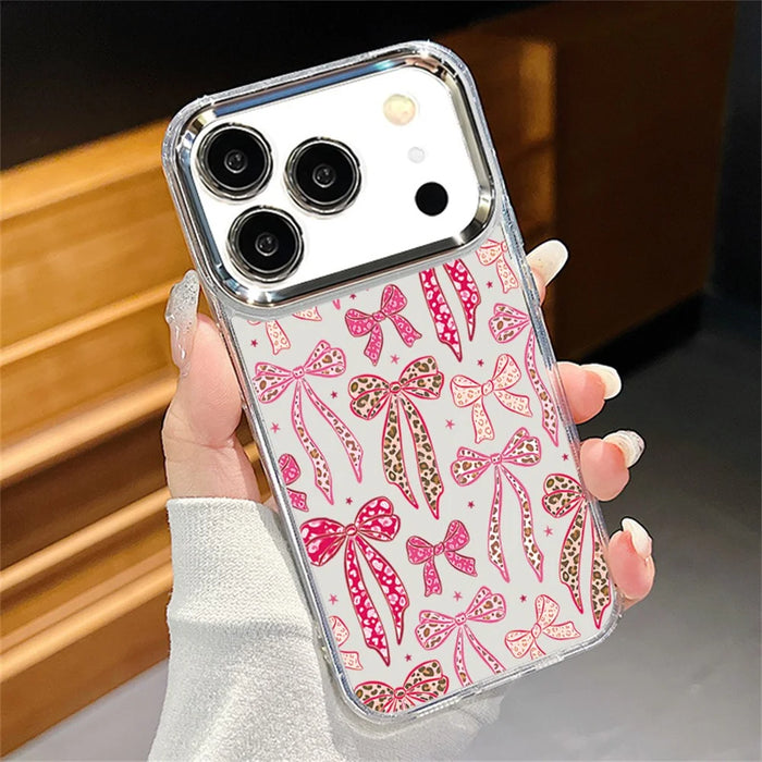 For iPhone 17 Pro Case Bow Pattern UV Printing Soft TPU Phone Cover with Camera Lens Frame - B118TR - 1