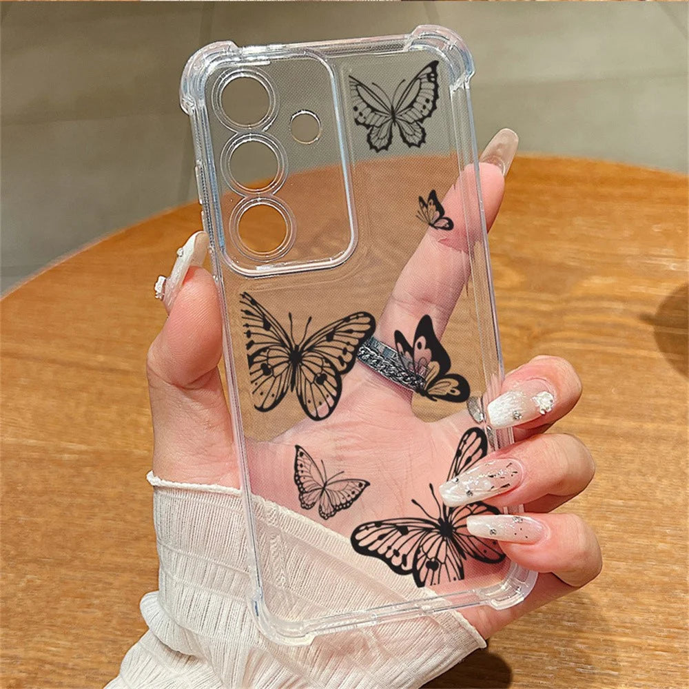 For Samsung Galaxy S26 Ultra Case Butterfly Pattern Clear TPU Four Corner Protection Phone Cover - A204  / Openwork Butterflies - 2