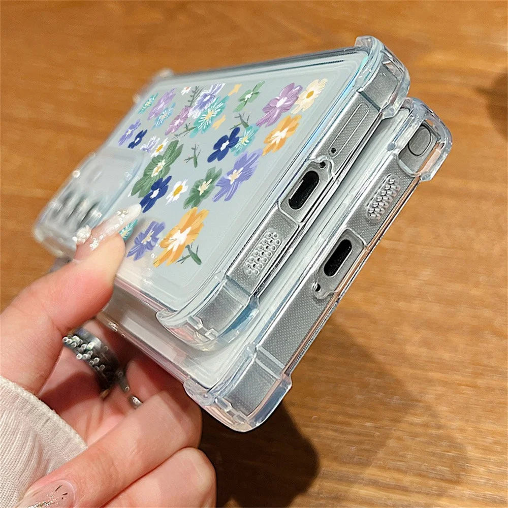For Samsung Galaxy S26 Case Floral Pattern Clear TPU Four Corner Protection Phone Cover - A621 / Full-Screen Flowers - 4