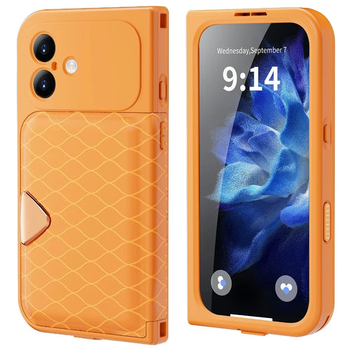 SHELLBOX for iPhone 17 Waterproof Case IP68 2m Shockproof Phone Cover with Strap - Orange - 1