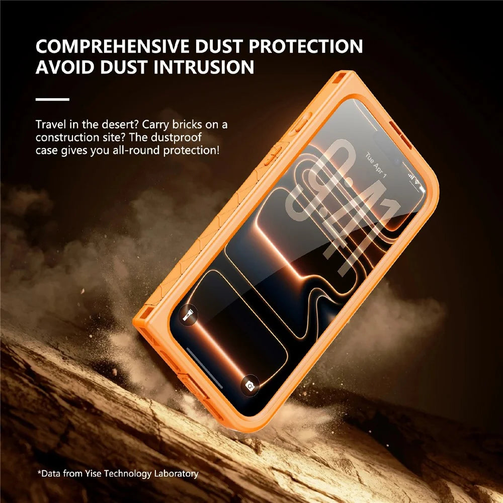 SHELLBOX for iPhone 17 Pro Waterproof Case IP68 2m Shockproof Phone Cover with Strap - Orange - 4