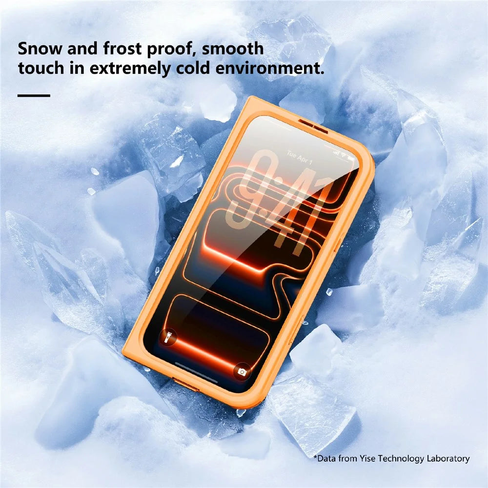 SHELLBOX for iPhone 17 Pro Waterproof Case IP68 2m Shockproof Phone Cover with Strap - Orange - 7