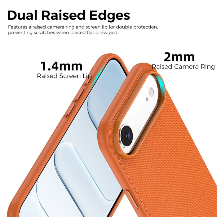 For iPhone Air Case Magnetic Rotating Kickstand Tech Fabric TPU Protective Cover - Orange - 3