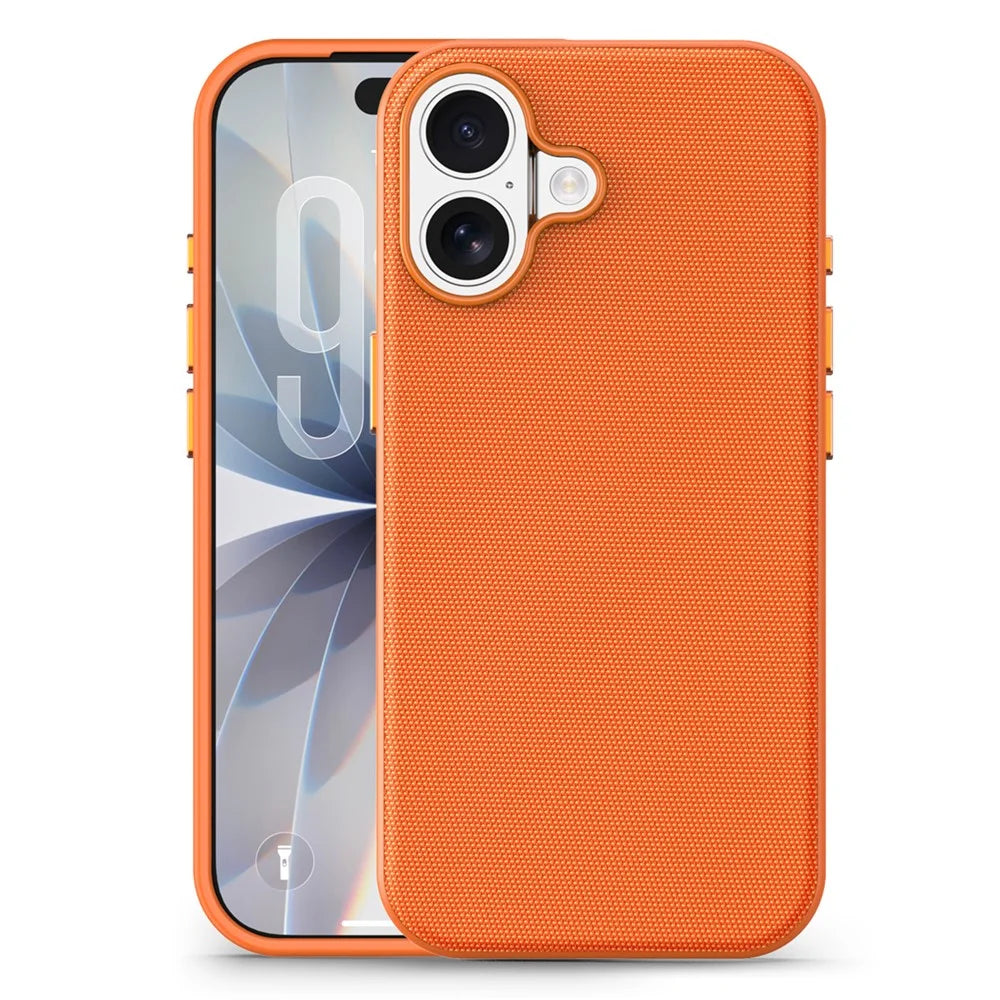For iPhone 17 Magnetic Case Tech Fabric Coated TPU + PC Anti-Drop Phone Cover - Orange - 1