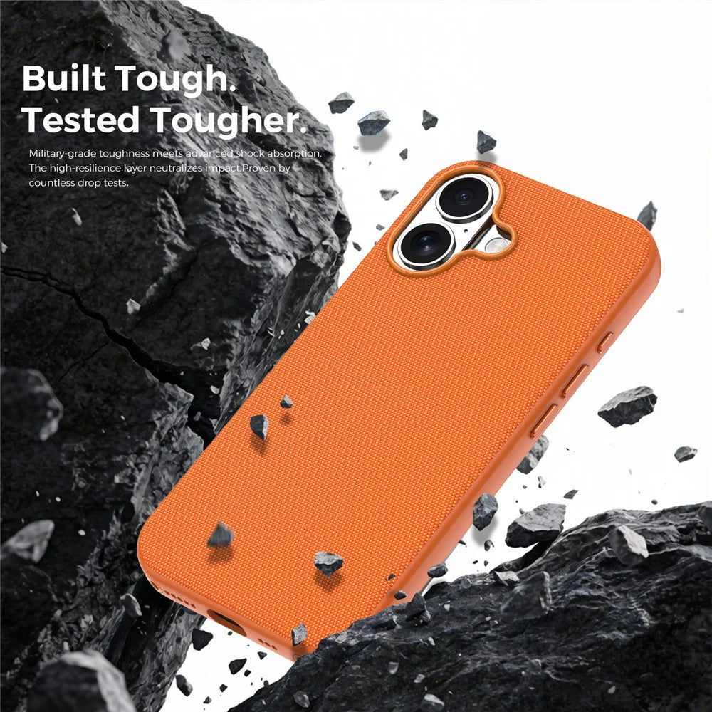 For iPhone 17 Magnetic Case Tech Fabric Coated TPU + PC Anti-Drop Phone Cover - Orange - 2