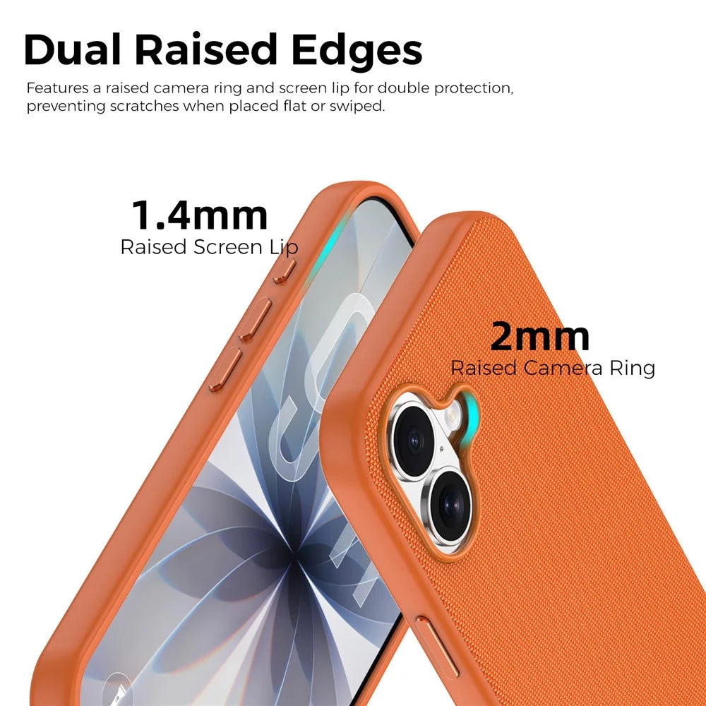 For iPhone 17 Magnetic Case Tech Fabric Coated TPU + PC Anti-Drop Phone Cover - Orange - 3