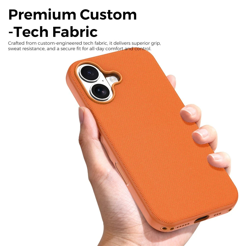 For iPhone 17 Magnetic Case Tech Fabric Coated TPU + PC Anti-Drop Phone Cover - Orange - 4