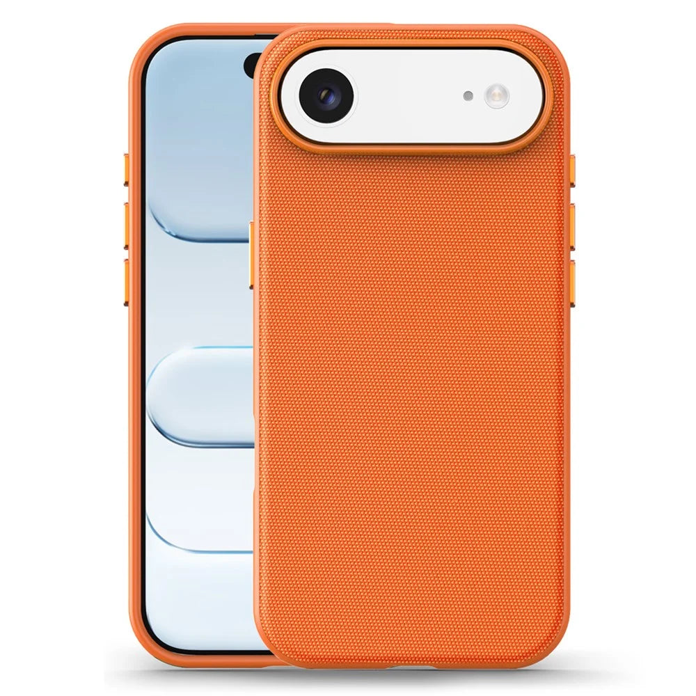 For iPhone Air Magnetic Case Tech Fabric Coated TPU + PC Anti-Drop Phone Cover - Orange - 1