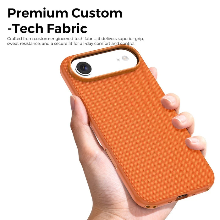 For iPhone Air Magnetic Case Tech Fabric Coated TPU + PC Anti-Drop Phone Cover - Orange - 4