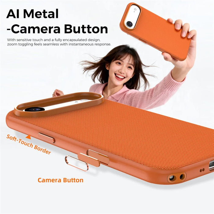 For iPhone Air Magnetic Case Tech Fabric Coated TPU + PC Anti-Drop Phone Cover - Orange - 5