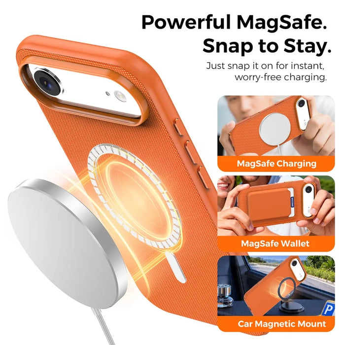 For iPhone Air Magnetic Case Tech Fabric Coated TPU + PC Anti-Drop Phone Cover - Orange - 6