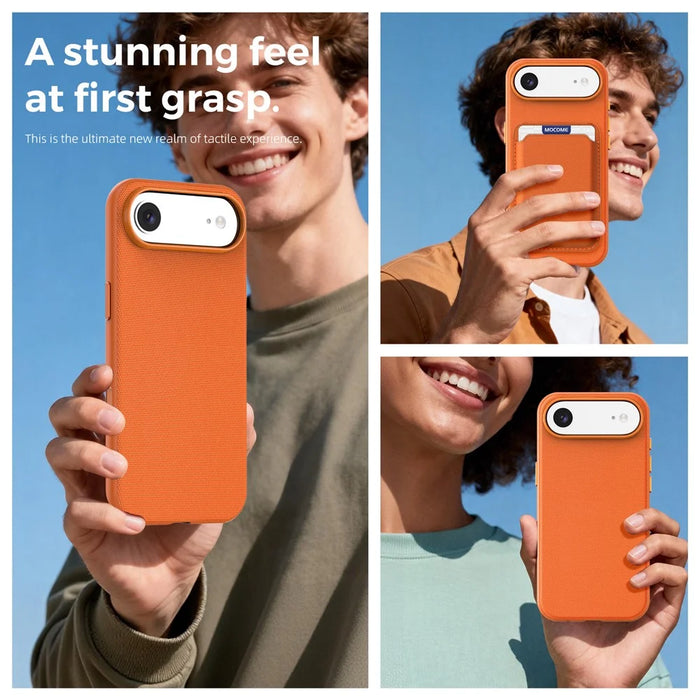 For iPhone Air Magnetic Case Tech Fabric Coated TPU + PC Anti-Drop Phone Cover - Orange - 7