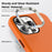 For iPhone 16 Pro Max Magnetic Case Fine Grid Texture Leather Coated TPU PC Phone Cover with Metal Lens Frame - Orange - 5