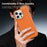 For iPhone 16 Pro Max Magnetic Case Fine Grid Texture Leather Coated TPU PC Phone Cover with Metal Lens Frame - Orange - 7