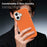 For iPhone 17 Magnetic Case Fine Grid Texture Leather Coated TPU PC Phone Cover with Metal Lens Frame - Orange - 7