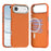 For iPhone Air Magnetic Case Fine Grid Texture Leather Coated TPU PC Phone Cover with Metal Lens Frame - Orange - 1