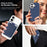 For iPhone 17 Magnetic Case Fine Grid Texture Leather Back Phone Cover with Detachable Card Holder - Sapphire - 7