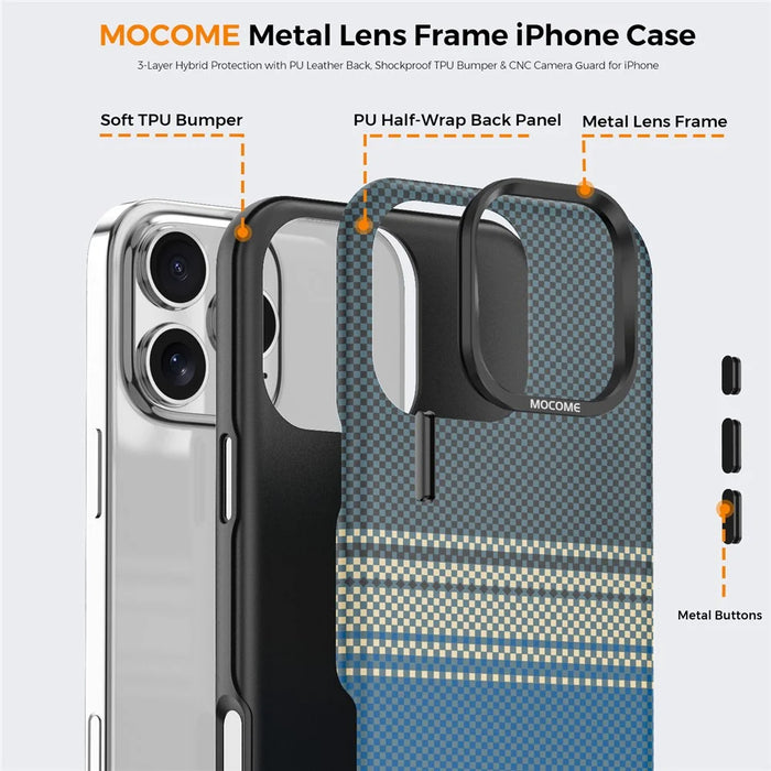 For iPhone 16 Pro Max Magnetic Case Gradient Rainbow Leather Coated TPU + PC Hybrid Shockproof Cover - Sapphire - 4