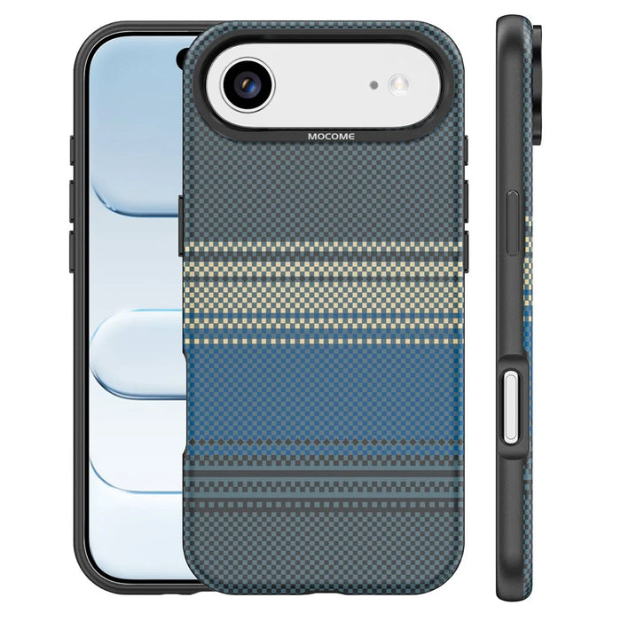 For iPhone Air Magnetic Case Gradient Rainbow Leather Coated TPU + PC Hybrid Shockproof Cover - Sapphire - 2