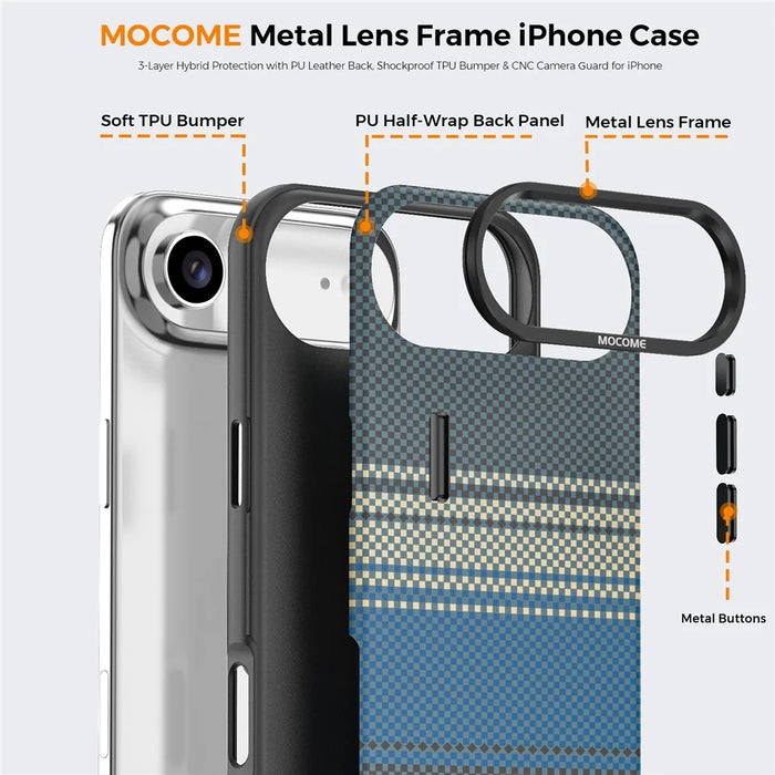 For iPhone Air Magnetic Case Gradient Rainbow Leather Coated TPU + PC Hybrid Shockproof Cover - Sapphire - 4