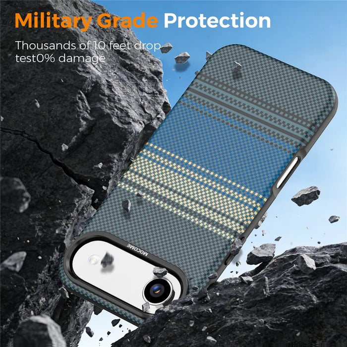 For iPhone Air Magnetic Case Gradient Rainbow Leather Coated TPU + PC Hybrid Shockproof Cover - Sapphire - 5
