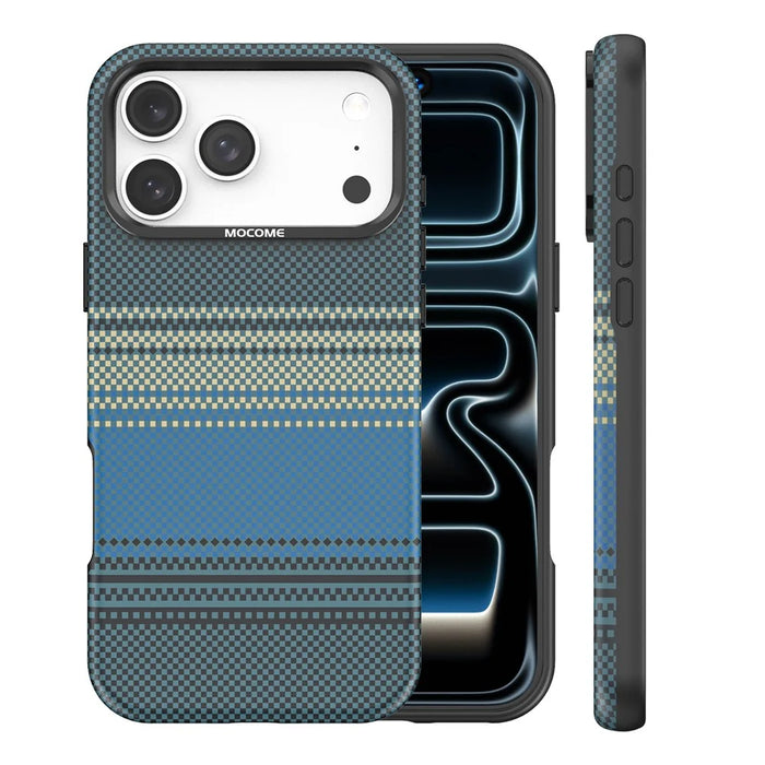 For iPhone 17 Pro Max Magnetic Case Gradient Rainbow Leather Coated TPU + PC Hybrid Shockproof Cover - Sapphire - 2