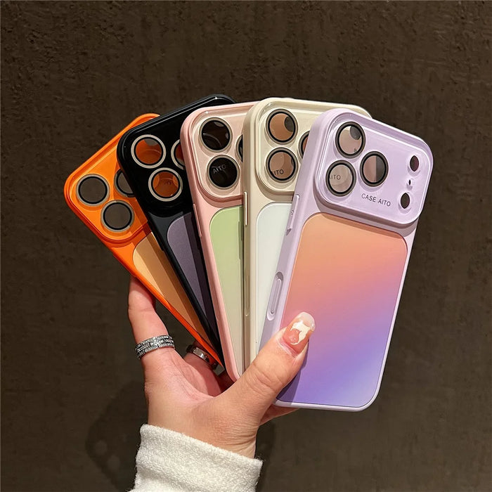 For iPhone 17 Pro Case Gradient TPU + PC Precise Cutout Protective Phone Cover with Lens Film - Orange Yellow - 4