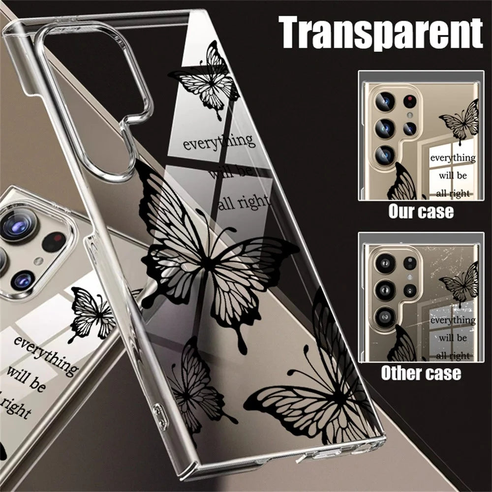 For Samsung Galaxy S26 Ultra Case Butterfly Floral Pattern UV Printing Clear Hard PC Protective Cover - GA339TRGM - 4