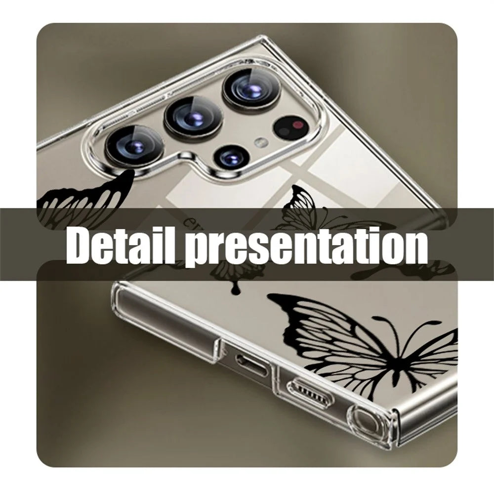 For Samsung Galaxy S26 Ultra Case Butterfly Floral Pattern UV Printing Clear Hard PC Protective Cover - GA339TRGM - 6