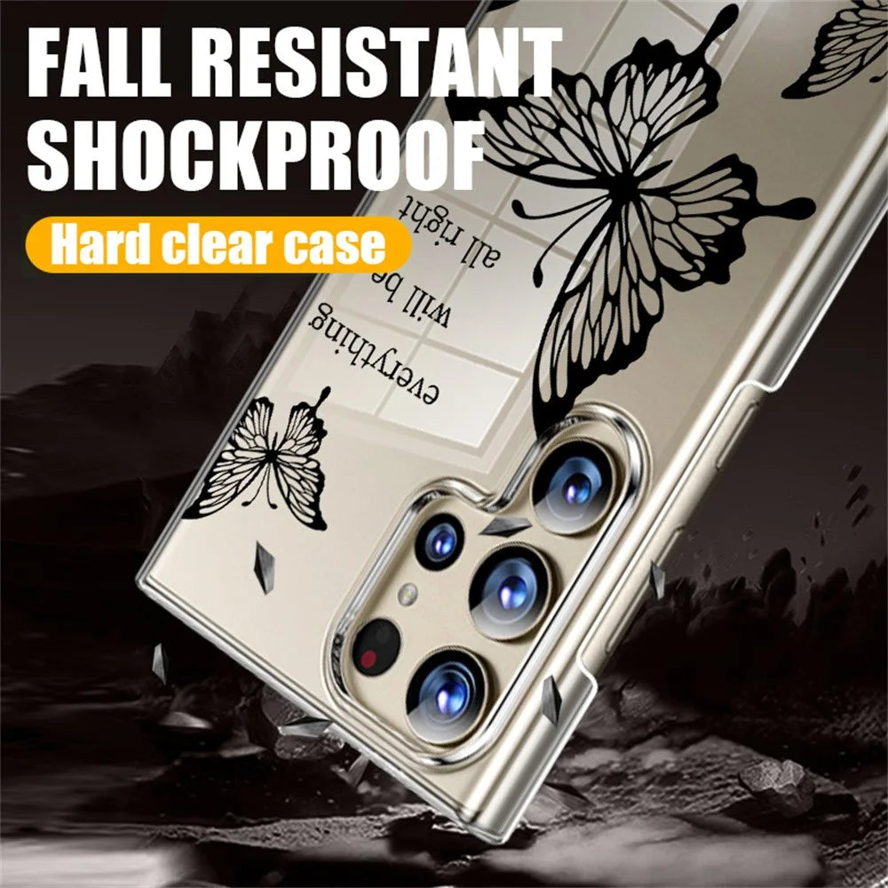 For Samsung Galaxy S25 Ultra Case Butterfly Floral Pattern UV Printing Clear Hard PC Protective Cover - GA339TRGM - 2