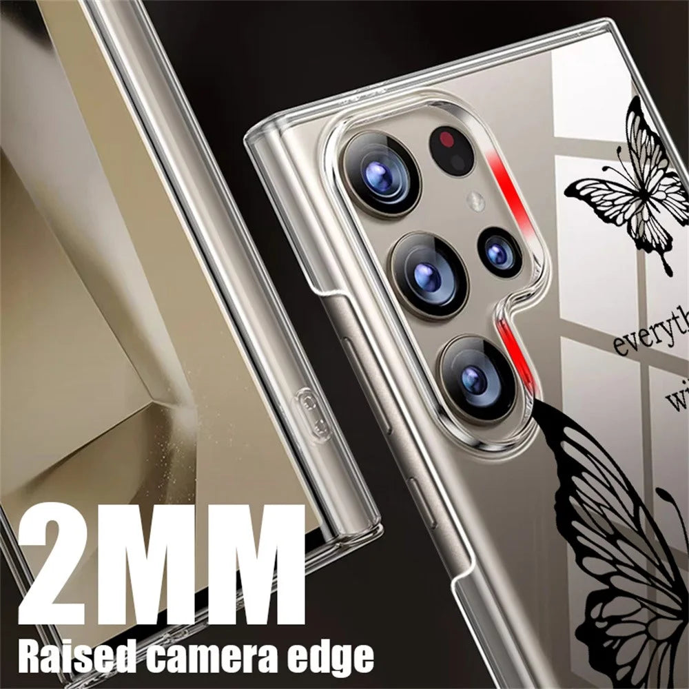 For Samsung Galaxy S25 Ultra Case Butterfly Floral Pattern UV Printing Clear Hard PC Protective Cover - GA339TRGM - 3