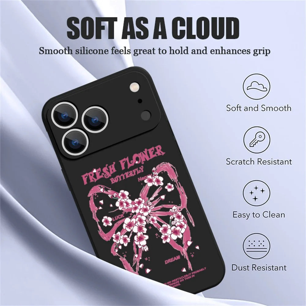 For iPhone 17 Pro Max Magnetic Case UV Printing Bow Pattern Liquid Silicone Precise Camera Cutouts Phone Cover - PB497 - 4