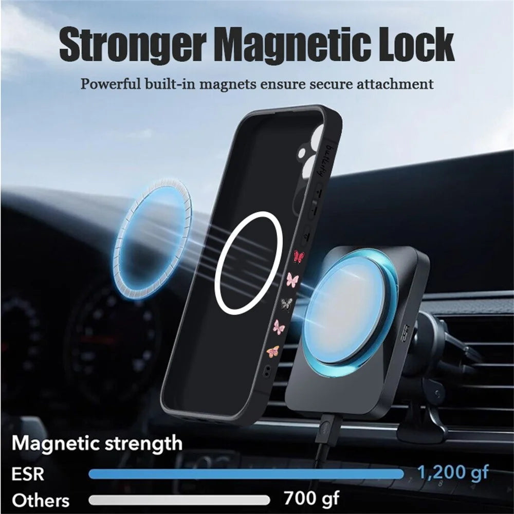 For Samsung Galaxy S26 Magnetic Case UV Printing Butterfly Pattern Liquid Silicone Scratch Resistant Phone Cover - GA889B1ZX - 4