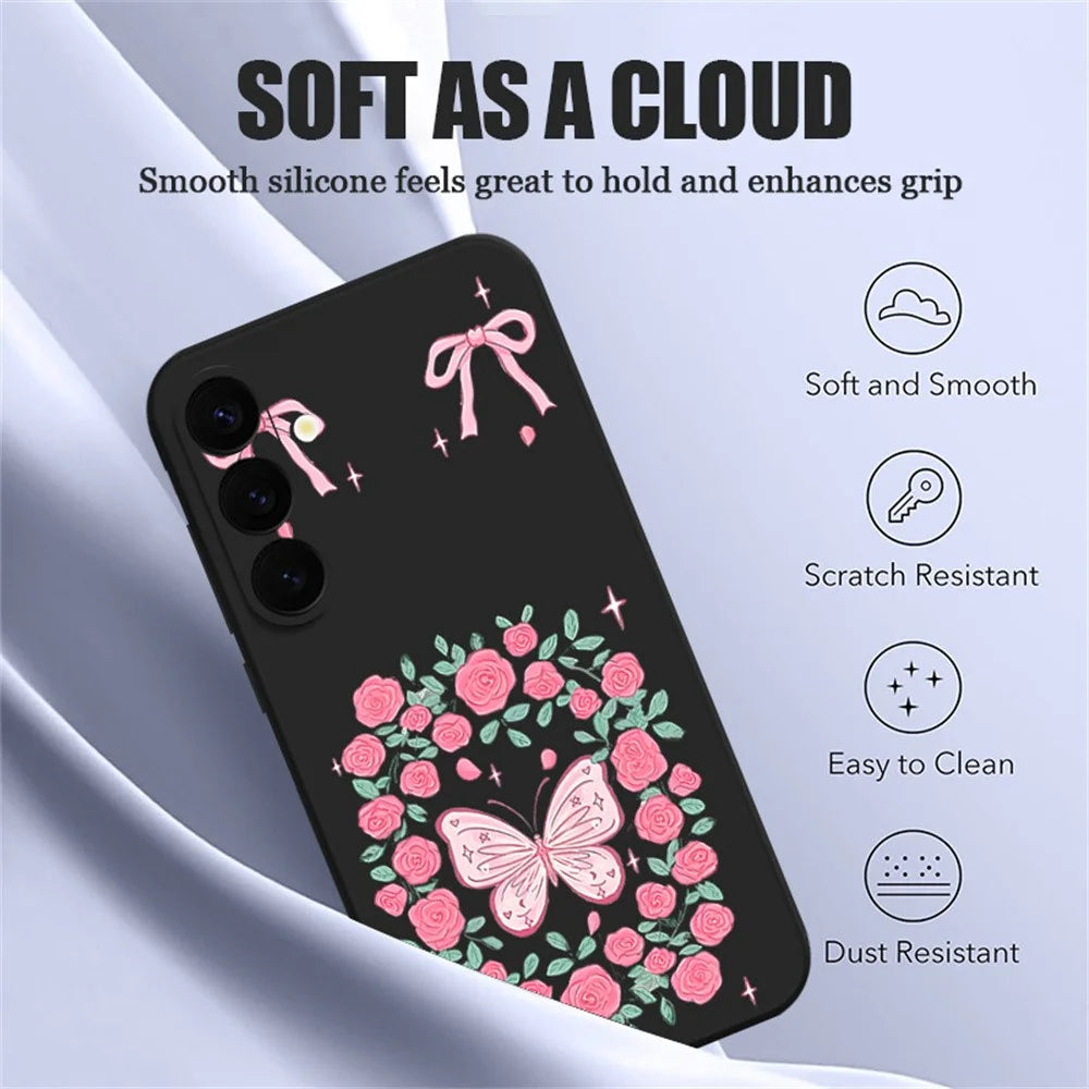 For Samsung Galaxy S26 Magnetic Case UV Printing Butterfly Pattern Liquid Silicone Scratch Resistant Phone Cover - GA889B1ZX - 5