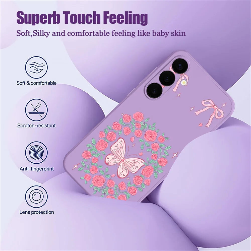 For Samsung Galaxy S26 Magnetic Case UV Printing Butterfly Pattern Liquid Silicone Scratch Resistant Phone Cover - GA889B1ZX - 7