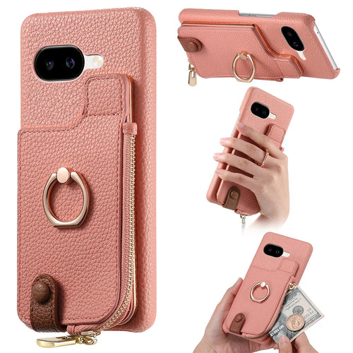 For Google Pixel 10a Case RFID Blocking Phone Wallet Cover Supports Magnetic Car Holder - Pink - 1