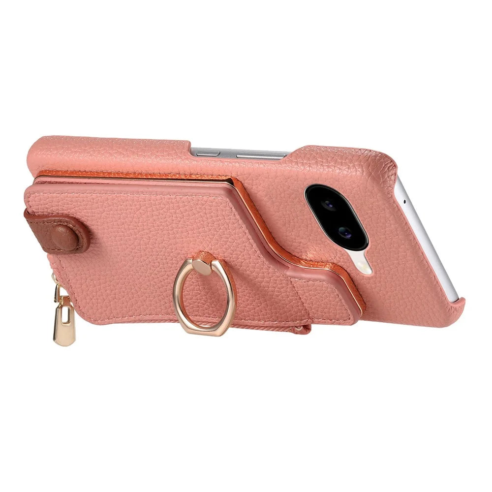 For Google Pixel 10a Case RFID Blocking Phone Wallet Cover Supports Magnetic Car Holder - Pink - 2
