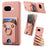 For Google Pixel 10a PU Leather Phone Back Cover with Cute Bear Design Card Holder - Pink - 1