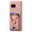 For Google Pixel 10a PU Leather Phone Back Cover with Cute Bear Design Card Holder - Pink - 5