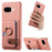 For Google Pixel 10a Leather Phone Back Cover with Card Holder and Ring Kickstand - Pink - 1